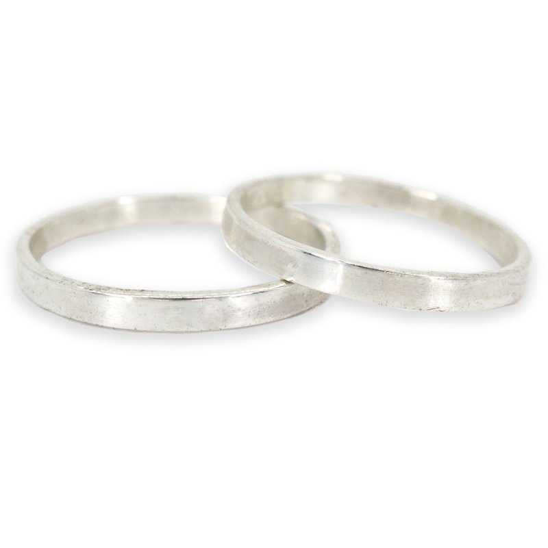 Par de alianzas cinta fina 2 mm plata 925