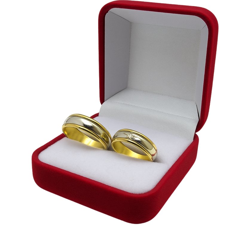 Alianzas Oro 18k Amarillo Centro Oro Blanco con Piedra - Vista 4
