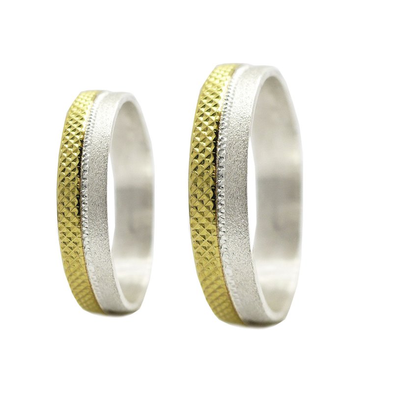 ALIANZAS PLATA 925 Y ORO MODELO PANAL II