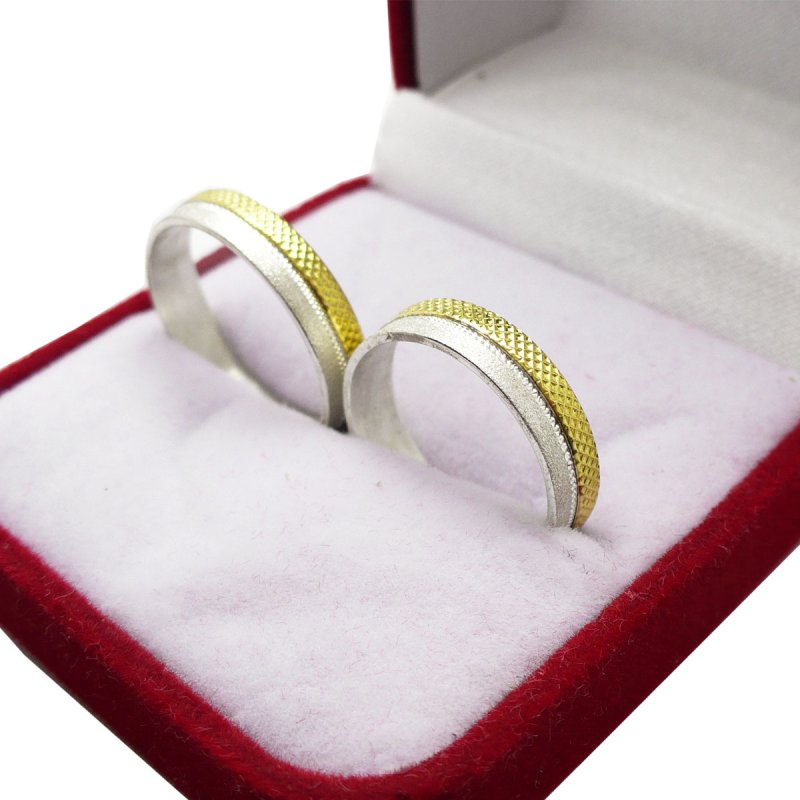 ALIANZAS PLATA 925 Y ORO MODELO PANAL II - Vista 2