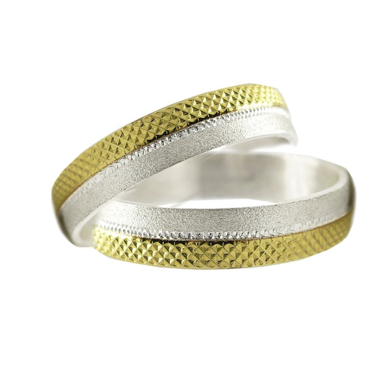 ALIANZAS PLATA 925 Y ORO MODELO PANAL II - Vista 3
