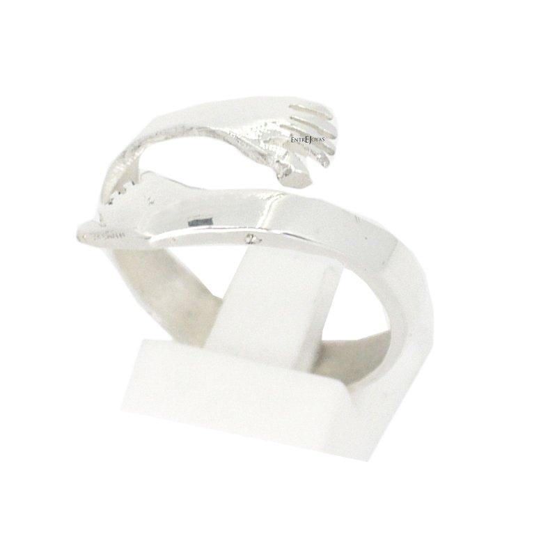 Anillo manos abrazo plata 925