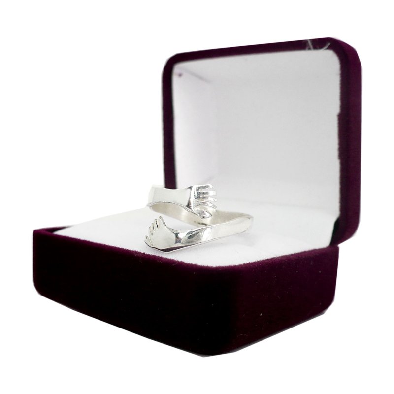 Anillo manos abrazo plata 925 - Vista 2