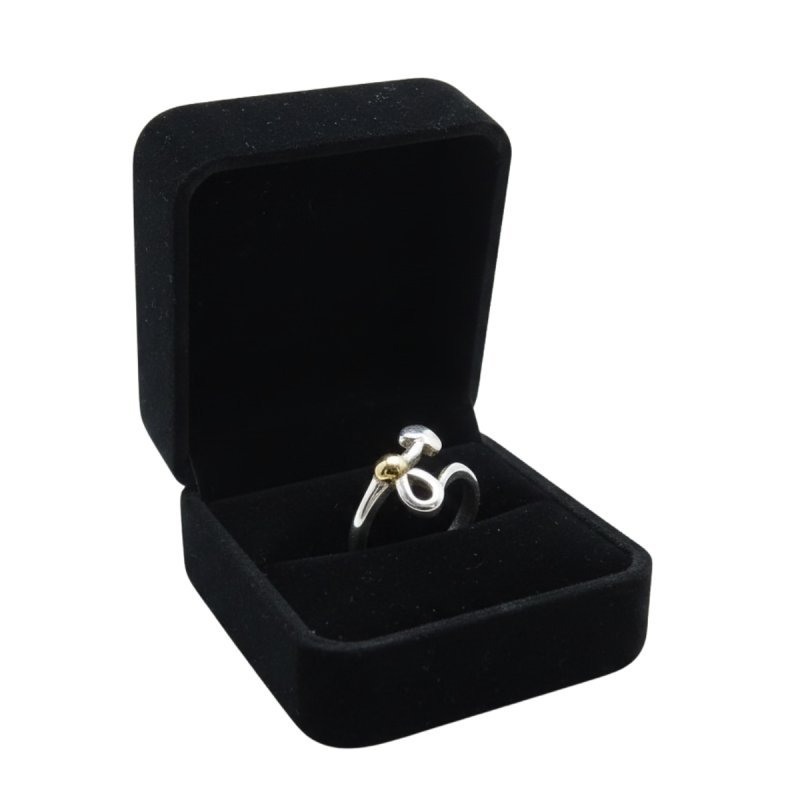 Anillo Plata 925 y Oro con Corazon Calado - Vista 2