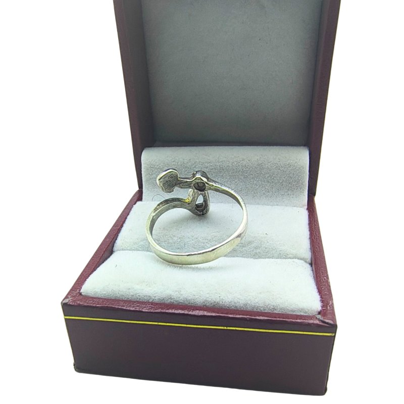 Anillo Plata 925 y Oro con Corazon Calado - Vista 5